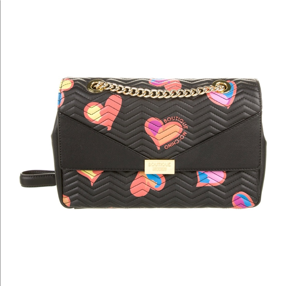 Moschino Quilted Leather Heart Crossbody Bag